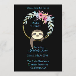 Sloth Hanging Wreath Blume Baby Shower Einladung
