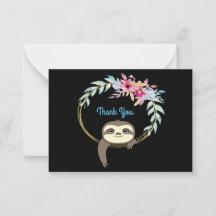 Sloth Hanging Wreath Blume Dankeschön Card