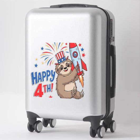 Sloth Happy 4th Rocket Fireworks USA Aufkleber (Koffer)