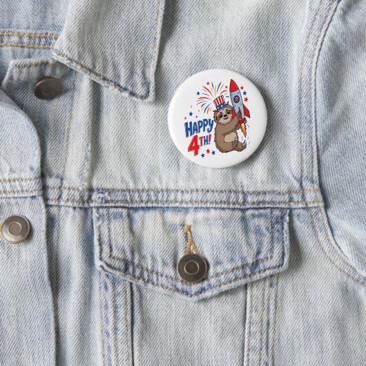 Sloth Happy 4th Rocket Fireworks USA Button (Beispiel)
