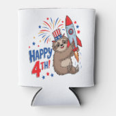Sloth Happy 4th Rocket Fireworks USA Dosenkühler (Vorderseite)
