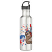 Sloth Happy 4th Rocket Fireworks USA Edelstahlflasche (Vorderseite)