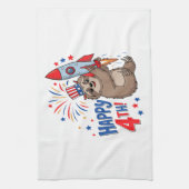 Sloth Happy 4th Rocket Fireworks USA Geschirrtuch (Vertikal)