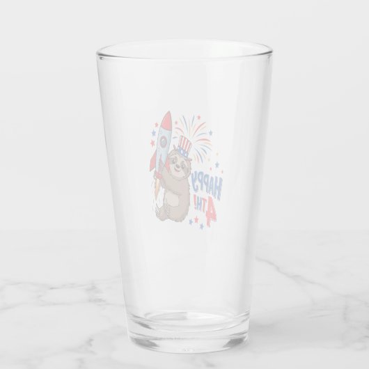 Sloth Happy 4th Rocket Fireworks USA Glas (Rückseite)