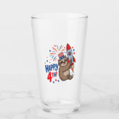 Sloth Happy 4th Rocket Fireworks USA Glas (Vorderseite)