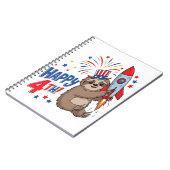 Sloth Happy 4th Rocket Fireworks USA Notizblock (Linke Seite)