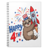 Sloth Happy 4th Rocket Fireworks USA Notizblock (Vorderseite)