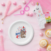 Sloth Happy 4th Rocket Fireworks USA Pappteller (Party)