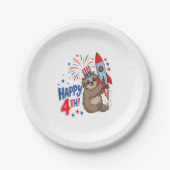 Sloth Happy 4th Rocket Fireworks USA Pappteller (Vorderseite)