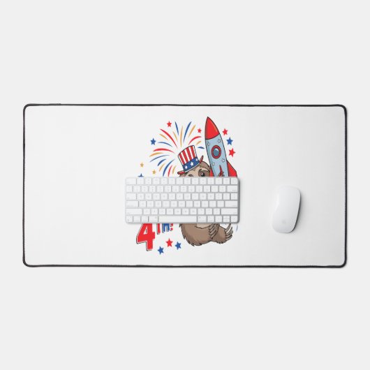 Sloth Happy 4th Rocket Fireworks USA Schreibtischunterlage (Tastatur & Maus)