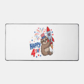 Sloth Happy 4th Rocket Fireworks USA Schreibtischunterlage (Vorderseite)