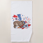 Sloth Happy 4th Rocket Fireworks USA Strandtuch (Vorderseite)