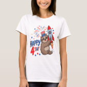 Sloth Happy 4th Rocket Fireworks USA T-Shirt (Vorderseite)