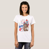 Sloth Happy 4th Rocket Fireworks USA T-Shirt (Vorne ganz)