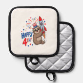 Sloth Happy 4th Rocket Fireworks USA Topflappen (Vorderseite/Rückseite)