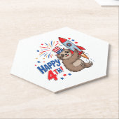 Sloth Happy 4th Rocket Fireworks USA Untersetzer (angewinkelt)