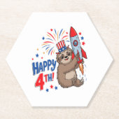 Sloth Happy 4th Rocket Fireworks USA Untersetzer (Vorderseite)