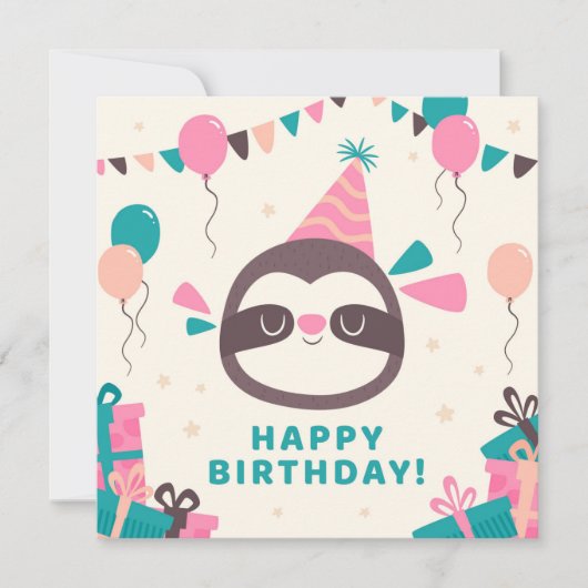 Sloth Happy Birthday Feiertagskarte (Vorderseite)