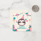 Sloth Happy Birthday Mitteilungskarte (Vorderseite/Rückseite Beispiel)