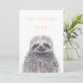 Sloth Happy Geburtstagskarte Einladung (Stehend Vorderseite)