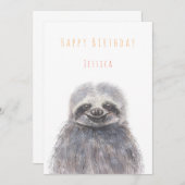 Sloth Happy Geburtstagskarte Einladung (Vorne/Hinten)