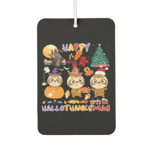 Sloth Happy Hallothanksmas Funny Halloween Thanksg Autolufterfrischer