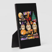 Sloth Happy Hallothanksmas Funny Halloween Thanksg Fotoplatte (Seite)