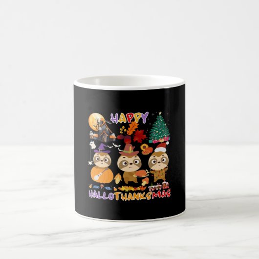 Sloth Happy Hallothanksmas Funny Halloween Thanksg Kaffeetasse (Mittel)
