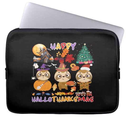Sloth Happy Hallothanksmas Funny Halloween Thanksg Laptopschutzhülle (Vorderseite)