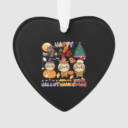 Sloth Happy Hallothanksmas Funny Halloween Thanksg Ornament (Vorderseite)
