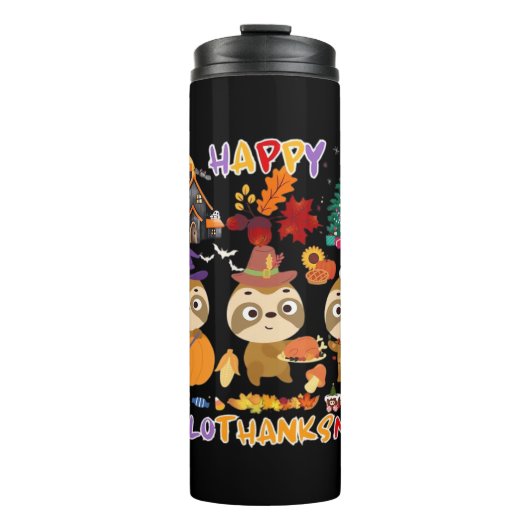 Sloth Happy Hallothanksmas Funny Halloween Thanksg Thermosbecher (Vorderseite)