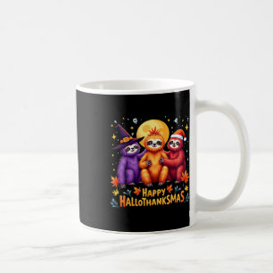 Sloth Happy Hallothanksmas Halloween-Erntedank Kaffeetasse