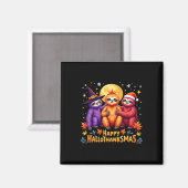 Sloth Happy Hallothanksmas Halloween-Erntedank Magnet (Vorderseite/Rückseite)