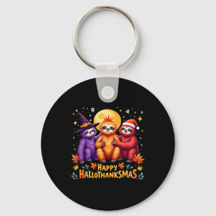 Sloth Happy Hallothanksmas Halloween-Erntedank Schlüsselanhänger
