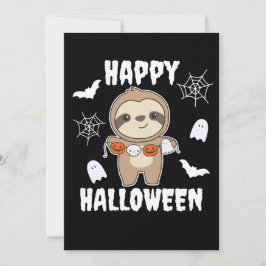 Sloth Happy Halloween Pumpkin Bat Costume Feiertagskarte