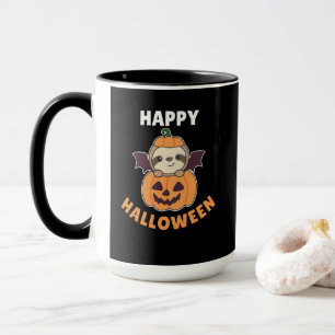 Sloth Happy Halloween Pumpkin Bat Costume Tasse