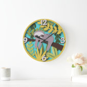 Sloth Haven: Whimsical Papercut Kinderzimmer Große Wanduhr (Zuhause)