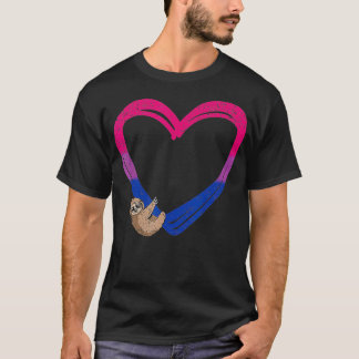 Sloth Heart Bisexual Funny Animal Pride Bi Flag LG T-Shirt