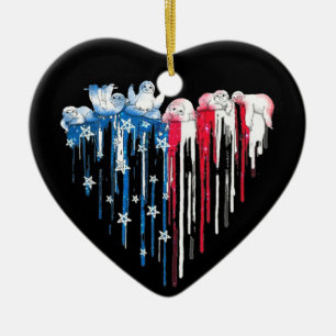 Sloth Heart Watercolor T - Shirt Süße Tier Blau Keramik Ornament