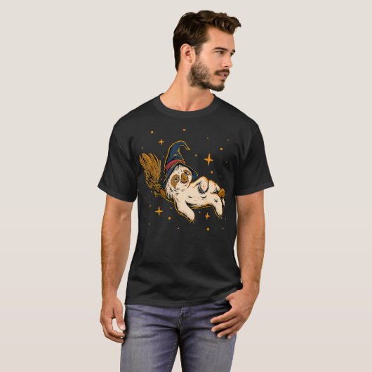Sloth Hexe Niedliches Halloween Design für Sloth L T-Shirt (Vorne ganz)