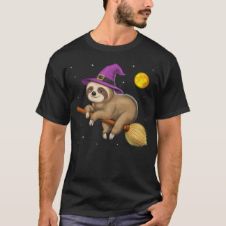 Sloth Hexe Riding Broom T-Shirt