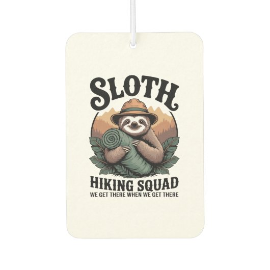Sloth Hiking Squad Funny Camping Autolufterfrischer (Vorderseite)