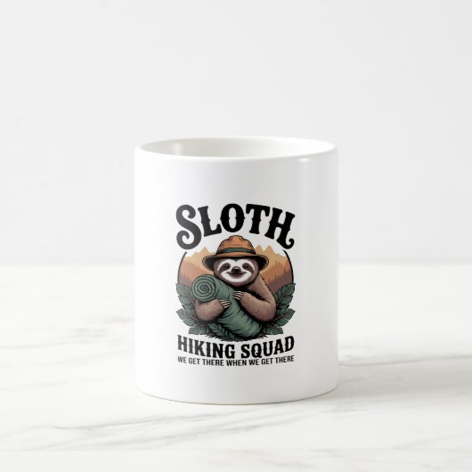 Sloth Hiking Squad Funny Camping Kaffeetasse (Mittel)