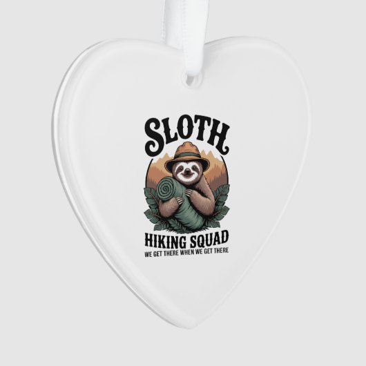 Sloth Hiking Squad Funny Camping Ornament (Vorderseite)