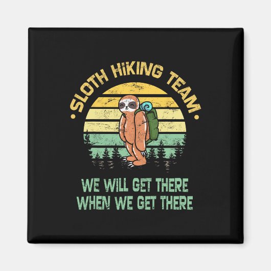Sloth Hiking Team Hiker Camper Funny Retro  Magnet (Vorne)