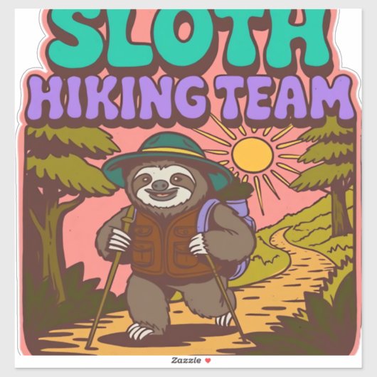 Sloth Hiking Team Oversized T-Shirt Aufkleber (Blatt)