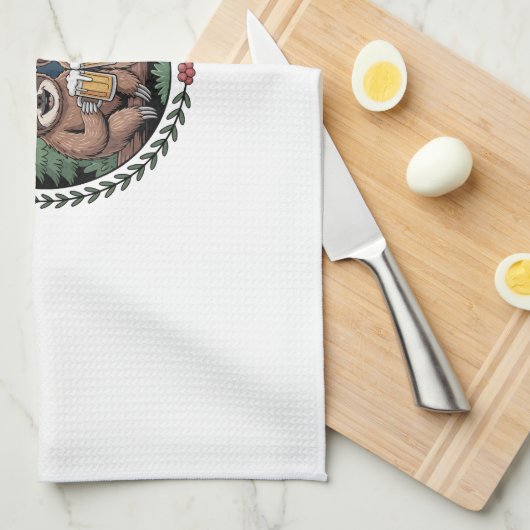 Sloth Hiking with Drinking Team Geschirrtuch (Viertel Falte)