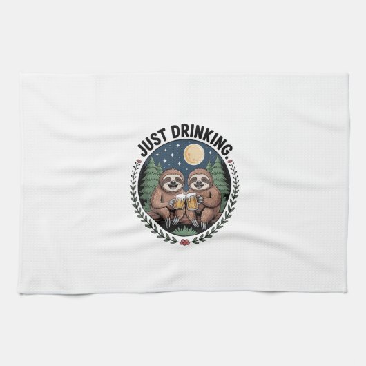 Sloth Hiking with Drinking Team Geschirrtuch (Horizontal)