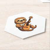 Sloth Holding Guitar Weihnachtsmannmütze Untersetzer (angewinkelt)