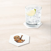 Sloth Holding Guitar Weihnachtsmannmütze Untersetzer (Vor Ort)